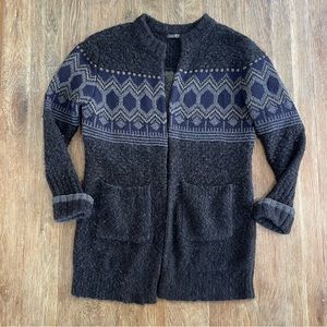 Loma Rib Knit Cashmere Alpaca Yak Long Cardigan Pockets